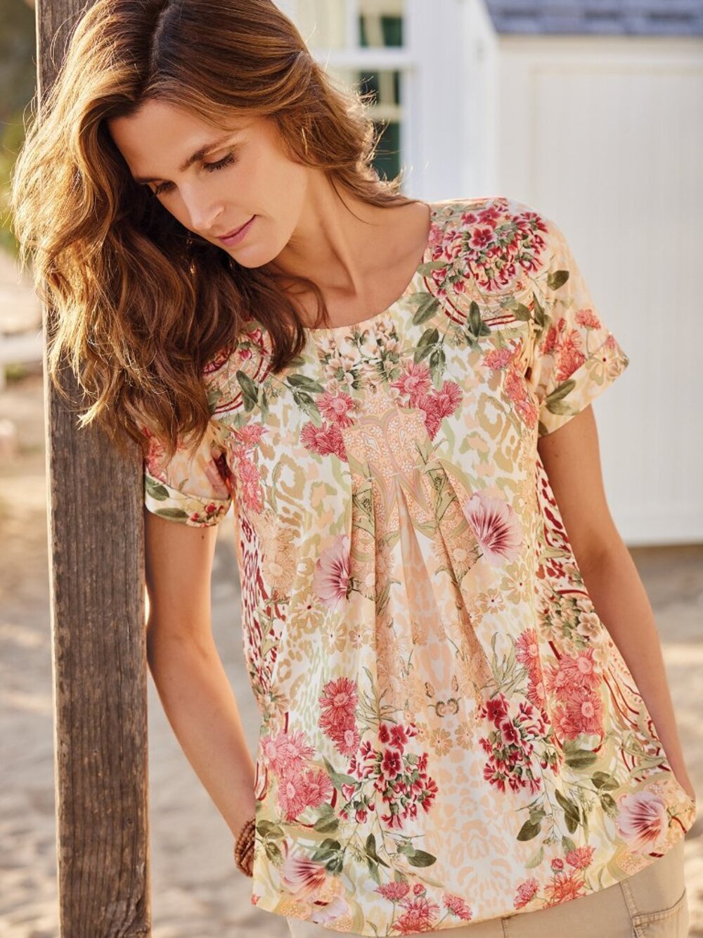 Soft Surroundings Floral Cusabo Blouse Size Large